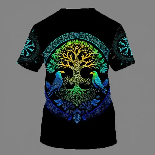 Vista 2 de ENLACHIC Camiseta Vikings para hombre, novedad con estampado 3D de mitología nórdica