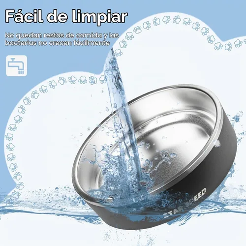 Vista 4 de StarSpeed - Cuencos aislados de acero inoxidable para perros de 24 onzas (color negro)