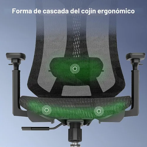 Vista 7 de Logicfox Silla de oficina ergonómica, silla de escritorio de malla con Negro - Asiento de malla