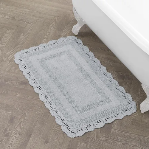 Vista 9 de Laura Ashley Alfombra de baño de algodón de ganchillo 17x24 in, Aqua