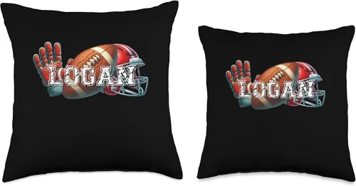 Vista 3 de Logan Football - Almohada con nombre personalizado