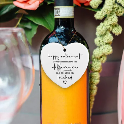 Vista 5 de Regalo de jubilación para mujer, adorno de recuerdo, placa de corazón, regalos de agradecimiento, feliz jubilación para mujeres, hombres, despedida