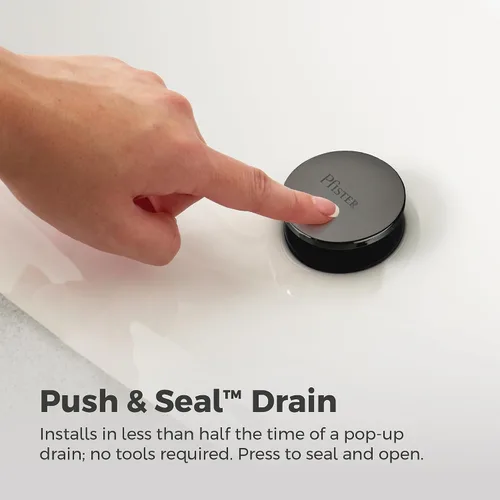 Vista 4 de Grifo para lavabo de baño Pfister Capistrano, 8 pulgadas de separación amplia, 2 manijas, 3 orificios, certificado NSF, acabado negro mate Spot Spot