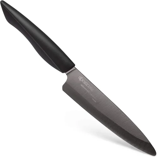 Vista 7 de Kyocera Innovation Series - Cuchillo de corte de cerámica de 5 pulgadas, con mango ergonómico suave al tacto, hoja negra, mango negro