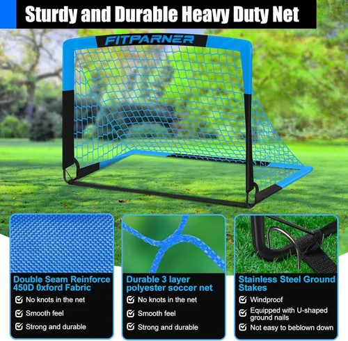 Vista 3 de Arcos de Fútbol para Niños para Patio Trasero - Juego de 2 Arcos de Fútbol Plegables Emergentes con Bola, Conos, Kit Completo de Equipo
