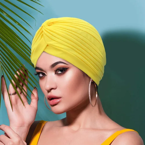 Vista 5 de 6 turbantes para mujer suave turbante plisado