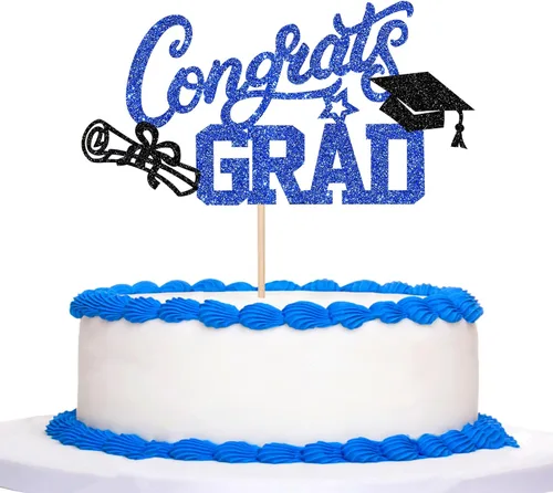 Vista 35 de Rsstarxi 1 paquete de decoración de pastel con purpurina para la clase de 2026, decoraciones de graduación 2026, tapa de felicitaciones