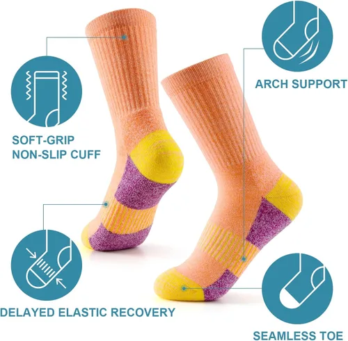 Vista 2 de Gonii Running and Hiking Crew Socks - Women's Wicking Cushioned Athletic Socks (5 Pairs)
