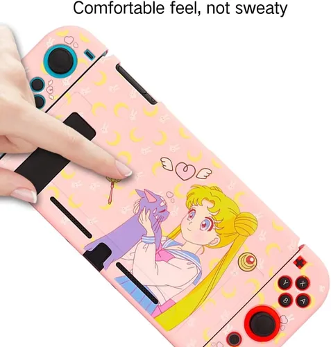 Vista 3 de PERFECTSIGHT Funda protectora compatible con Nintendo Switch Bonita funda antideslizante de TPU suave Funda rígida acoplable Funda delgada