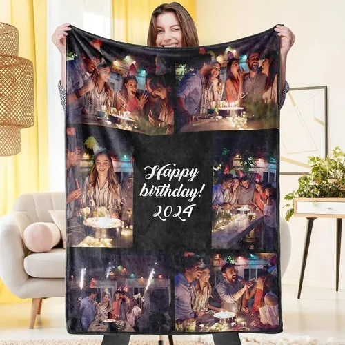 Vista 11 de VEELU Manta personalizada con imagen, mantas de fotos personalizadas con imagen, manta para el día de la madre para mamá papá, regalos