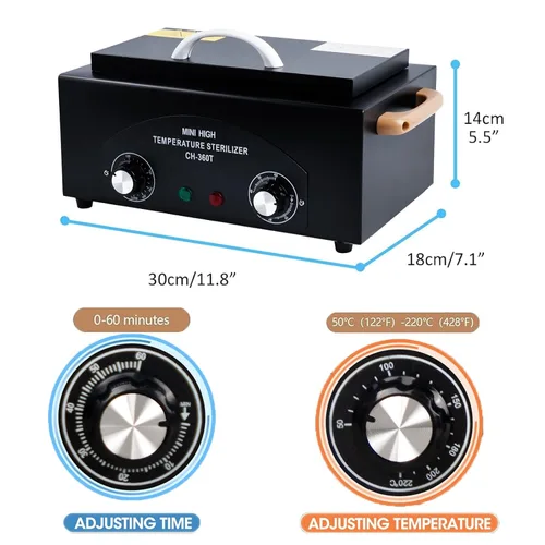 Vista 2 de LXIANGN Caja de limpieza de alta temperatura 300W 1.5L con temporizador Equipo de gabinete de esterilización de calor seco con bandeja inoxidable
