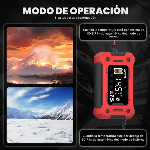Vista 3 de COREBOX Cargador de batería de 15 amperios y 12 V, cargador automático inteligente de batería, desulfatador de mantenimiento de batería
