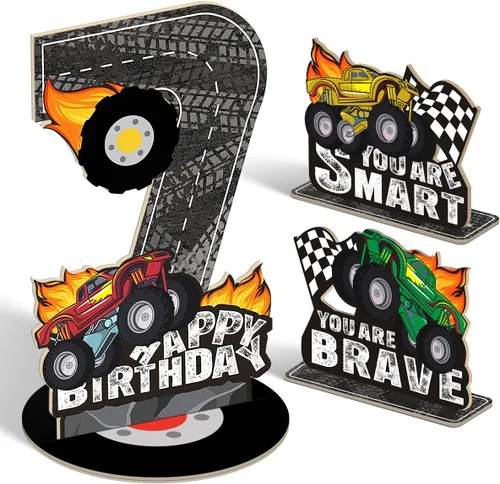 Vista 7 de Juego de 3 piezas de dinosaurios con signo de número de 2º cumpleaños, decoración de mesa de dinosaurios para niños y niños de 2º cumpleaños