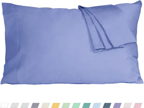 Vista 13 de Pillow Cases 100% Cotton Percale Standard Queen Set of 2 Blue Floral Floral Pillowcases Breathable Hypoallergenic Pre-Shrunk, 20 Inch x 30 Inch
