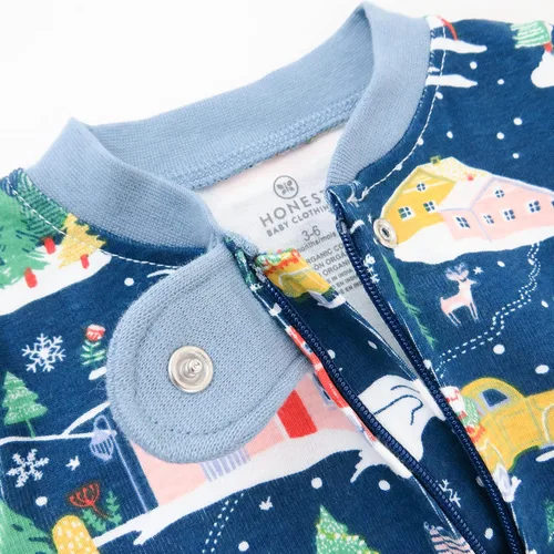 Vista 3 de HonestBaby unisex-baby Sleep and Play Footed Holiday Pajamas One-Piece Sleeper Zip-front Organic Cotton PJs Baby Boys, Girls, Unisex (LEGACY)