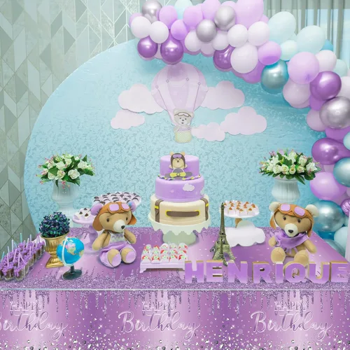 Vista 6 de Pajean Mantel de plástico con lentejuelas de diamantes con brillantina para fiesta de niña y niña, mantel de plástico con lentejuelas para niñas