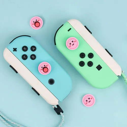 Vista 3 de DLseego Lindas 4 tapas de agarre de pulgar para interruptorinterruptor OLEDSwitch Lite de silicona suave Joy Con Joystick Cubierta protectora