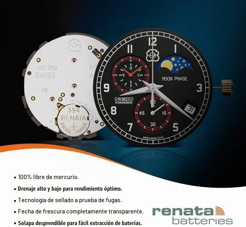 Vista 6 de Baterías de reloj Renata #390 5Pcs