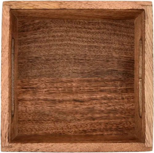 Vista 3 de Samhita Servilletero cuadrado de madera de mango con acabado quemado para decoración de restaurantes, accesorios de bar de cocina