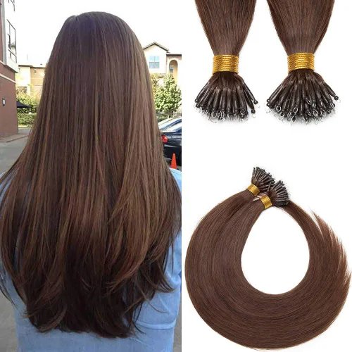 Vista 17 de SEGO Extensiones de cabello humano con micro cuentas, extensiones de cabello humano con micro bucle, lacio, natural, fusión fría, 1.76 oz/paquete