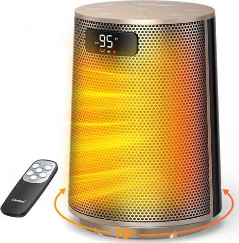 Vista 10 de GiveBest Calentador de espacio, calentadores eléctricos portátiles para uso en interiores con termostato y control remoto, oscilación de 70°