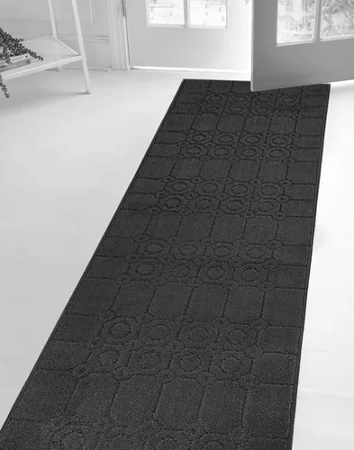 Vista 2 de Alfombra antideslizante de tamaño especial para pasillos largos y estrechos, evita suelos fríos resbaladizos, gris antracita artístico, tamaño de 25