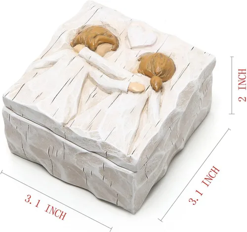 Vista 2 de Hodao Caja de recuerdos de la amistad de árbol, Forever True, Forever Friends, contiene joyas y tesoros, talla de mejores amigos o hermanas, caja