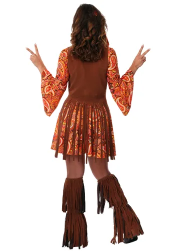 Vista 2 de Disfraz de hippie con fleco para mujer Multicolor