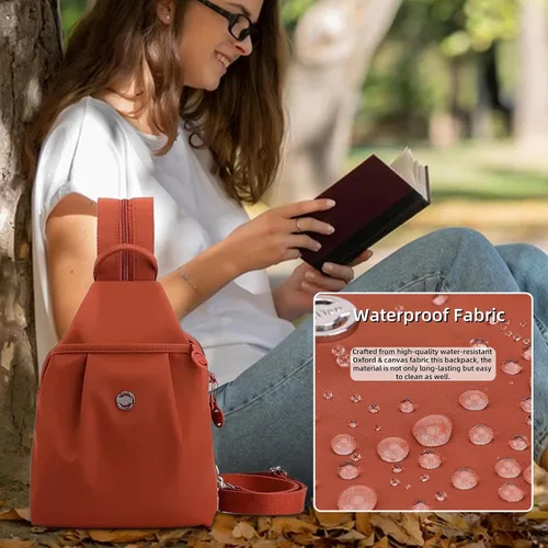 Vista 5 de Bolsa impermeable de 2 vías, impermeable Oxford de gran capacidad convertible al hombro, bolso cruzado