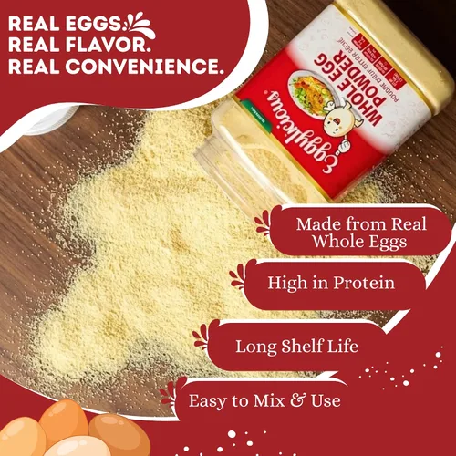 Vista 8 de Polvo de huevo entero Eggylicious, polvo proteico natural seco, hecho con huevos frescos, mezcla de clara y yema, pasteurizado, sin transgénicos