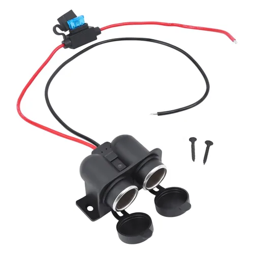 Vista 6 de Enchufe del encendedor de cigarrillos DC 12V con fusible de hoja 15A 2 Socket Cigarette Lighter Splitter Female, Power Outlet Waterproof Cable