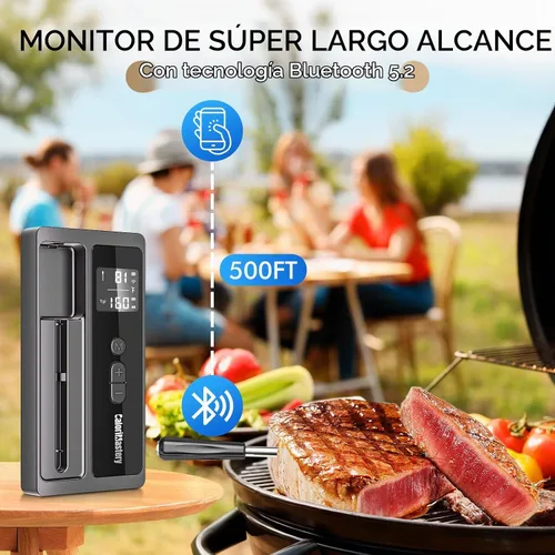 Vista 3 de Termómetro inalámbrico para carne: termómetro inteligente Bluetooth de 500 pies para cocinar y asar a la parrilla, termómetro digital CaloriMastery