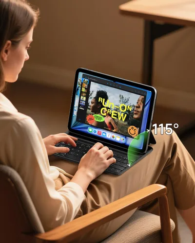 Vista 7 de HOU Funda con teclado para iPad de 10ª generación/iPad de 11ª generación de 11 pulgadas A16 2025 – Folio inteligente, ultra delgada, carga