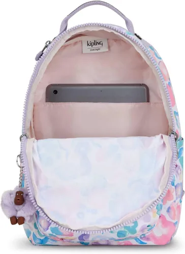 Vista 3 de Kipling Seúl - Mochila pequeña para tableta, diseño de flores acuáticas, talla única