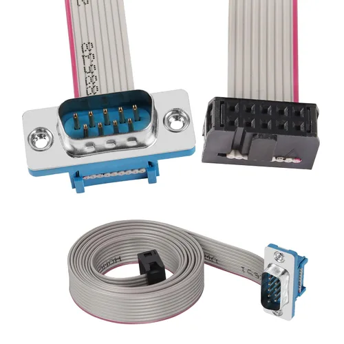 Vista 2 de DB9 a 10-Pin IDC Serial Cable, RS232 Serial Macho a 10 Pin Placa Base Cabecera Plana Cable de Cinta (3.3 ft)