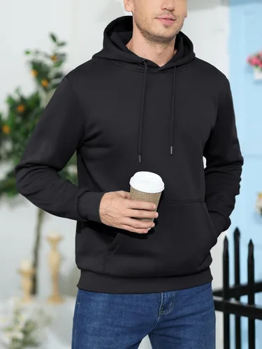 Vista 2 de MAGCOMSEN Sudaderas con capucha para hombre, con forro polar, estilo casual, atlético, para entrenamiento, con bolsillo tipo canguro