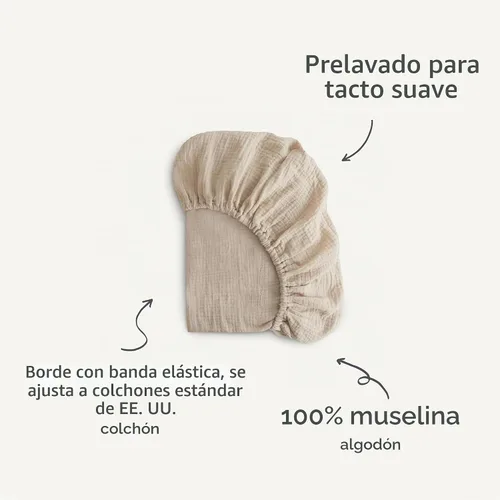 Vista 9 de mushie Sábana bajera ajustable de muselina extra suave para cuna, 192 hilos, 28 x 52 pulgadas (azul bebé)