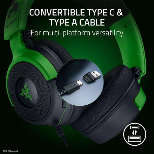 Vista 7 de Razer Kraken V4 X Minecraft Edition Auriculares USB con cable para juegos de PC