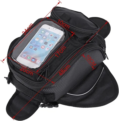 Vista 6 de Aramox Bolsa de motocicleta, negro universal motocicleta motocicleta montar fuerte aceite magnético combustible bolsa superior transparente, Popular