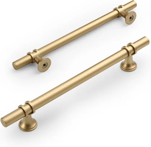 Vista 10 de Amerdeco ZH0050 - Paquete de 10 pomos de bronce champán para gabinetes, barra en T de 2 pulgadas, manijas de gabinete de cocina, manijas