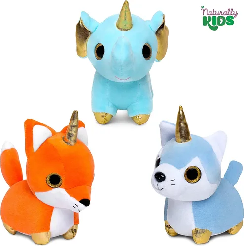 Vista 6 de Naturally KIDS Animales de peluche, regalos para niños y niñas, juego de juguetes de unicornio de peluche 11