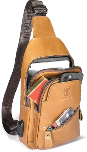 Vista 68 de LUKZIJAES Bolso bandolera de cuero genuino para hombre