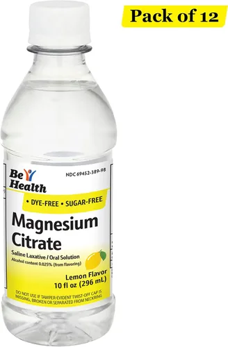 Vista 5 de Be Health Solución oral de citrato de magnesio, laxante salino, sabor a limón, paquete de 12, fabricado en Estados Unidos, 10 onzas líquidas