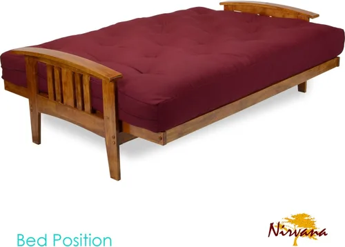 Vista 5 de sofá cama estilo westfield - Tamaño queen, colchón de 8 pulgadas, Madera Noble Cubierta de sarga burdeos