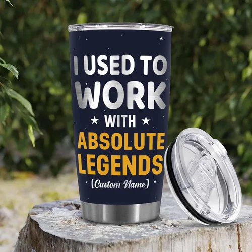 Vista 5 de WHIDOBE Vaso jubilado personalizado, con texto en inglés "I Used To Work With Absolute Legend, Goodbye Workplace Office Boss, Women Men, Going Away