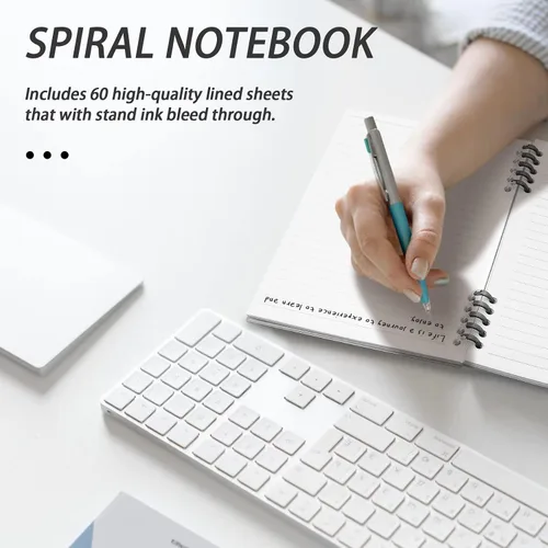 Vista 7 de elephtree Cuaderno de espiral, cuaderno recargable y juego de papel de relleno en total de 120 hojas, cuadernos con rayas universitarias con 2