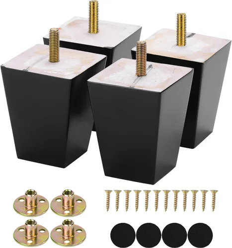Vista 10 de Michanco Juego de 4 patas cuadradas para sofá de 2 pulgadas, patas de repuesto de madera para sofá otomano, sillón reclinable