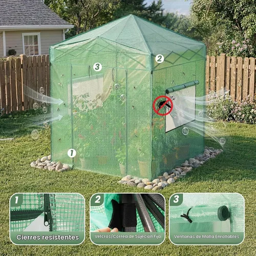 Vista 6 de CROWN SHADES Invernadero emergente de 8 x 6 para exteriores, verde Verde (New Green)