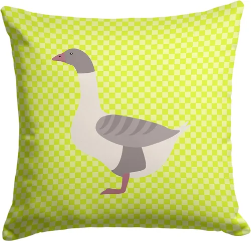 Vista 247 de Caroline's Treasures BB8163PW1414 Beltsville - Almohada decorativa de tela a cuadros pequeños, color blanco, pavo y gallina azul, lavable a máquina
