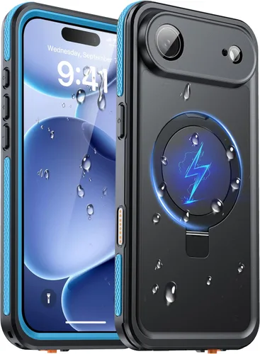 Vista 9 de Oterkin Funda magnética impermeable para iPhone Air con [protector de pantalla integrado] [soporte invisible] [compatible con MagSafe]
